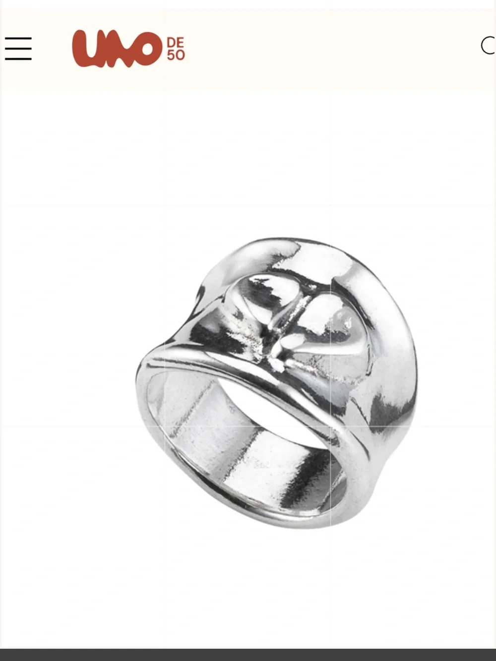 NEW UNO de 50 Silver Heart Shield Statement Ring - Silver